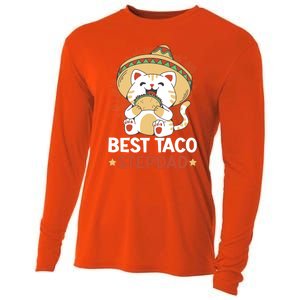 Best Taco Stepdad With A Cat For Father's Day Gift Cooling Performance Long Sleeve Crew