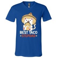 Best Taco Stepdad With A Cat For Father's Day Gift V-Neck T-Shirt