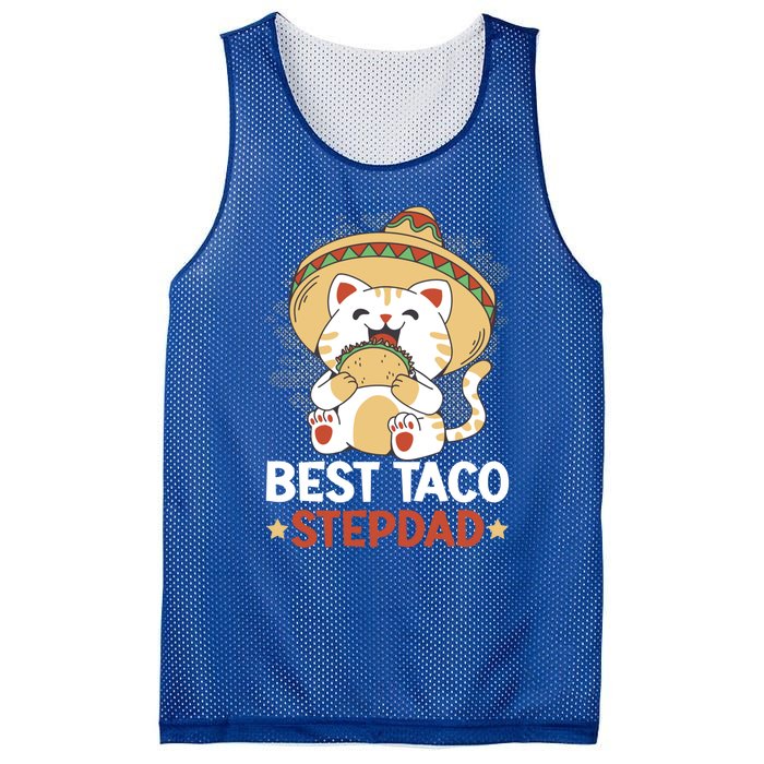 Best Taco Stepdad With A Cat For Father's Day Gift Mesh Reversible Basketball Jersey Tank