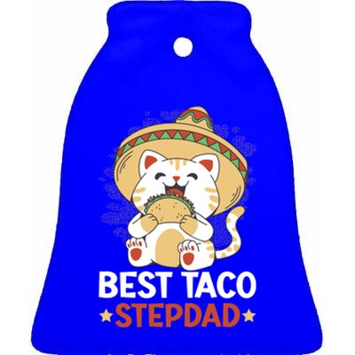 Best Taco Stepdad With A Cat For Father's Day Gift Ceramic Bell Ornament