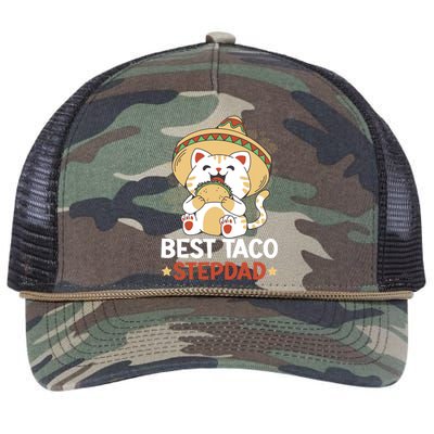 Best Taco Stepdad With A Cat For Father's Day Gift Retro Rope Trucker Hat Cap