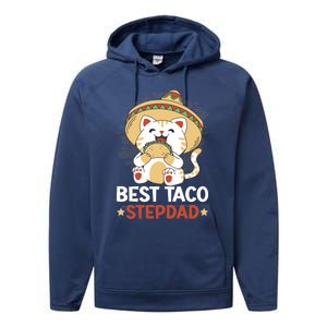 Best Taco Stepdad With A Cat For Father's Day Gift Performance Fleece Hoodie