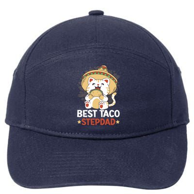 Best Taco Stepdad With A Cat For Father's Day Gift 7-Panel Snapback Hat