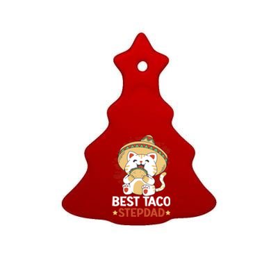 Best Taco Stepdad With A Cat For Father's Day Gift Ceramic Tree Ornament