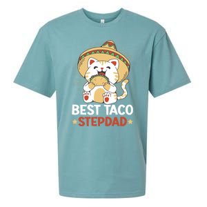 Best Taco Stepdad With A Cat For Father's Day Gift Sueded Cloud Jersey T-Shirt