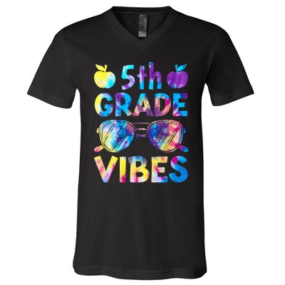 Back To School 5th Grade Vibes First Day Of School Teachers V-Neck T-Shirt