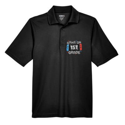 Back To School Game On 1st Grade Funny Gamer Men's Origin Performance Pique Polo