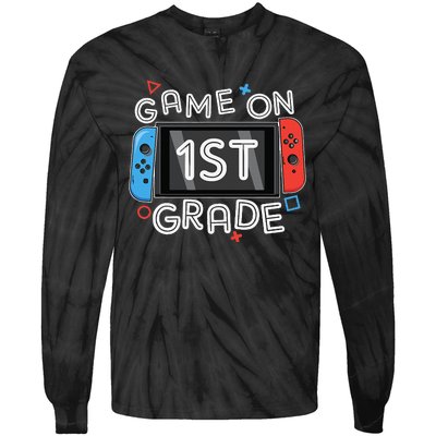 Back To School Game On 1st Grade Funny Gamer Tie-Dye Long Sleeve Shirt