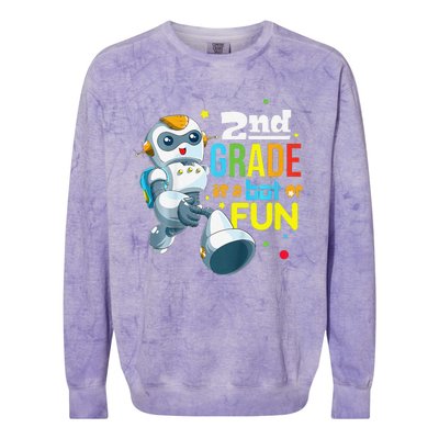 Back To School Team Second Grade Cool Robot Colorblast Crewneck Sweatshirt