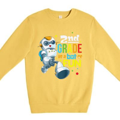 Back To School Team Second Grade Cool Robot Premium Crewneck Sweatshirt