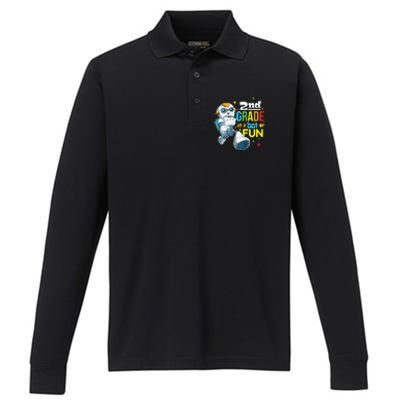 Back To School Team Second Grade Cool Robot Performance Long Sleeve Polo