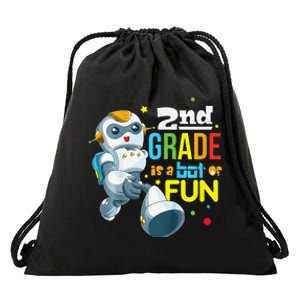 Back To School Team Second Grade Cool Robot Drawstring Bag