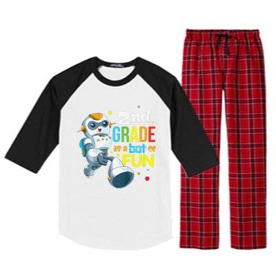 Back To School Team Second Grade Cool Robot Raglan Sleeve Pajama Set