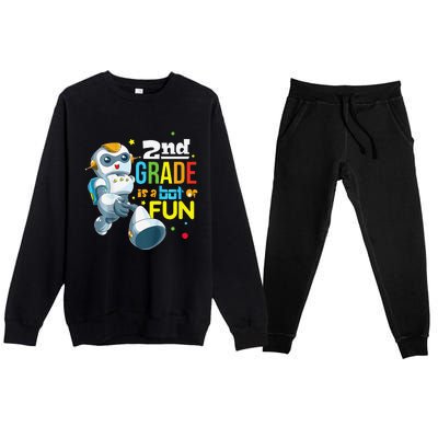 Back To School Team Second Grade Cool Robot Premium Crewneck Sweatsuit Set