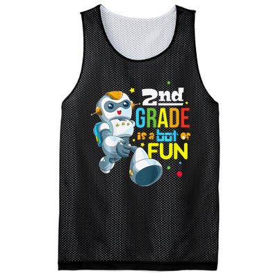 Back To School Team Second Grade Cool Robot Mesh Reversible Basketball Jersey Tank