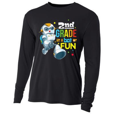 Back To School Team Second Grade Cool Robot Cooling Performance Long Sleeve Crew