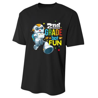 Back To School Team Second Grade Cool Robot Performance Sprint T-Shirt