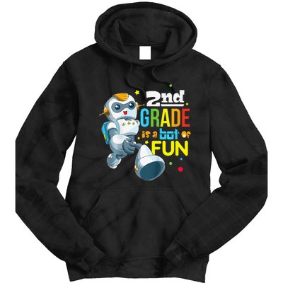 Back To School Team Second Grade Cool Robot Tie Dye Hoodie