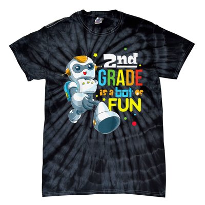 Back To School Team Second Grade Cool Robot Tie-Dye T-Shirt