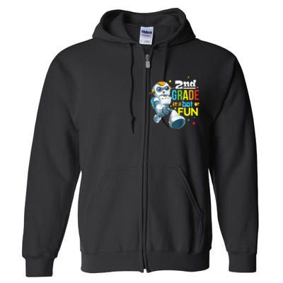 Back To School Team Second Grade Cool Robot Full Zip Hoodie