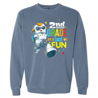 Back To School Team Second Grade Cool Robot Garment-Dyed Sweatshirt