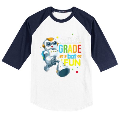 Back To School Team Second Grade Cool Robot Baseball Sleeve Shirt