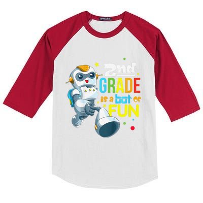 Back To School Team Second Grade Cool Robot Kids Colorblock Raglan Jersey