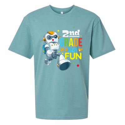 Back To School Team Second Grade Cool Robot Sueded Cloud Jersey T-Shirt