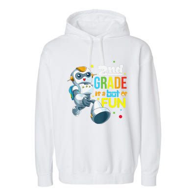 Back To School Team Second Grade Cool Robot Garment-Dyed Fleece Hoodie