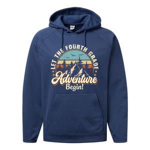 Back To School Let The 4th Grade Adventure Begin Performance Fleece Hoodie