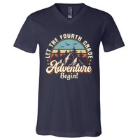 Back To School Let The 4th Grade Adventure Begin V-Neck T-Shirt