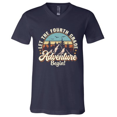 Back To School Let The 4th Grade Adventure Begin V-Neck T-Shirt