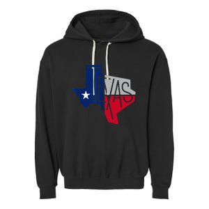 Beautiful Texas State Flag Star Silhouette Garment-Dyed Fleece Hoodie