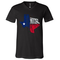 Beautiful Texas State Flag Star Silhouette V-Neck T-Shirt