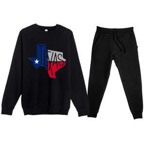 Beautiful Texas State Flag Star Silhouette Premium Crewneck Sweatsuit Set