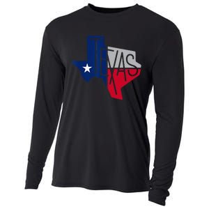 Beautiful Texas State Flag Star Silhouette Cooling Performance Long Sleeve Crew