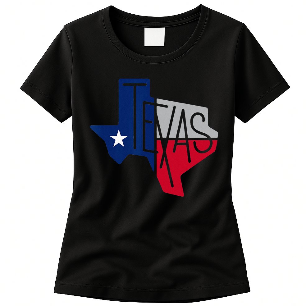 Beautiful Texas State Flag Star Silhouette Womens T-Shirt