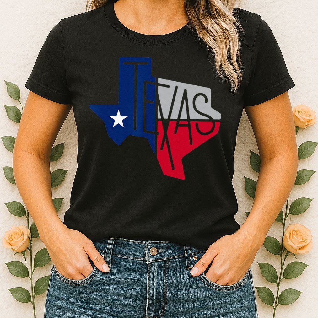 Beautiful Texas State Flag Star Silhouette Womens T-Shirt