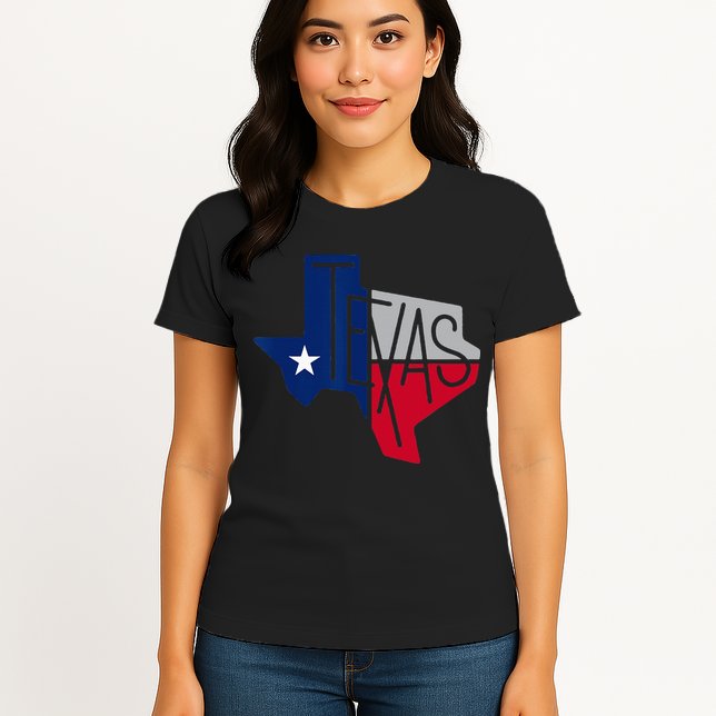 Beautiful Texas State Flag Star Silhouette Womens T-Shirt