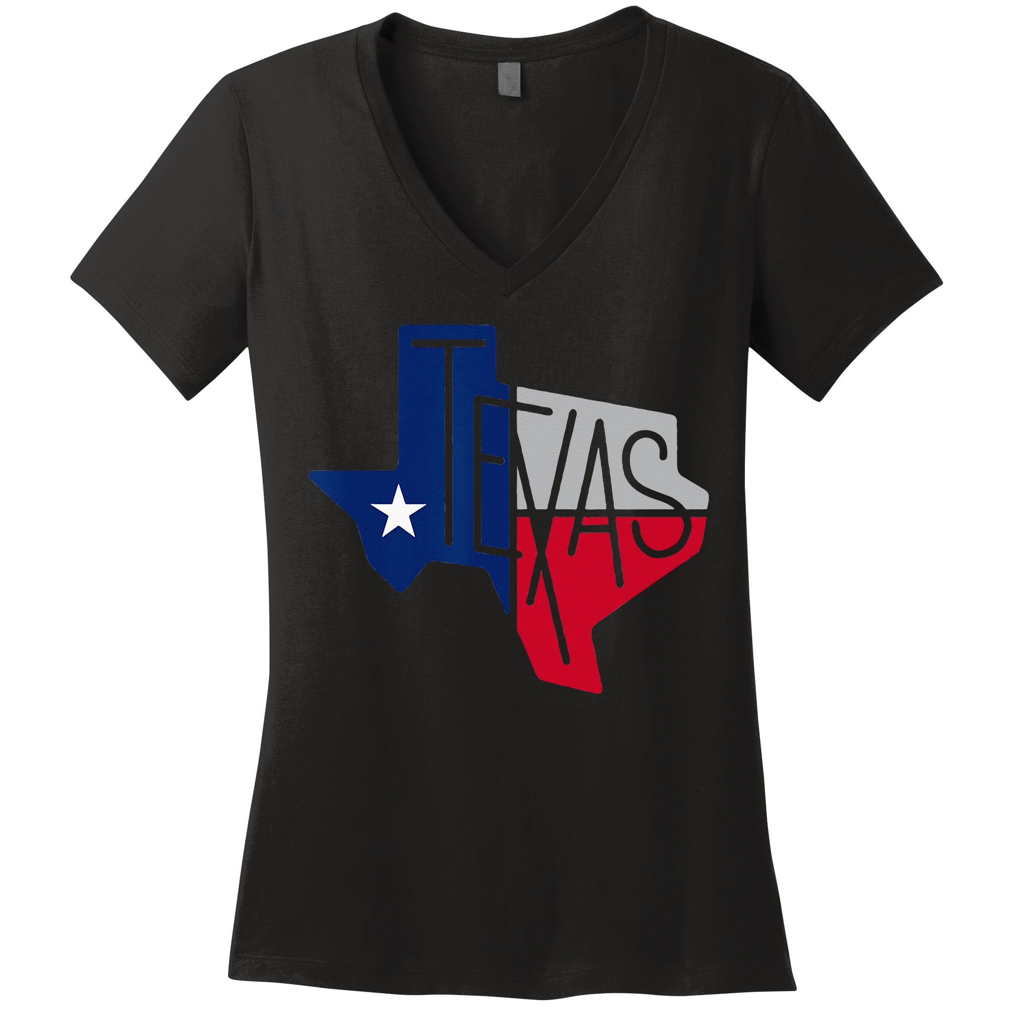 Beautiful Texas State Flag Star Silhouette Women's V-Neck T-Shirt