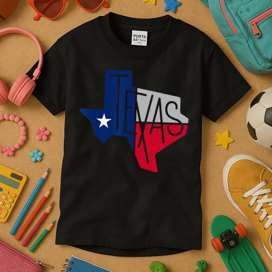 Beautiful Texas State Flag Star Silhouette Kids T-Shirt