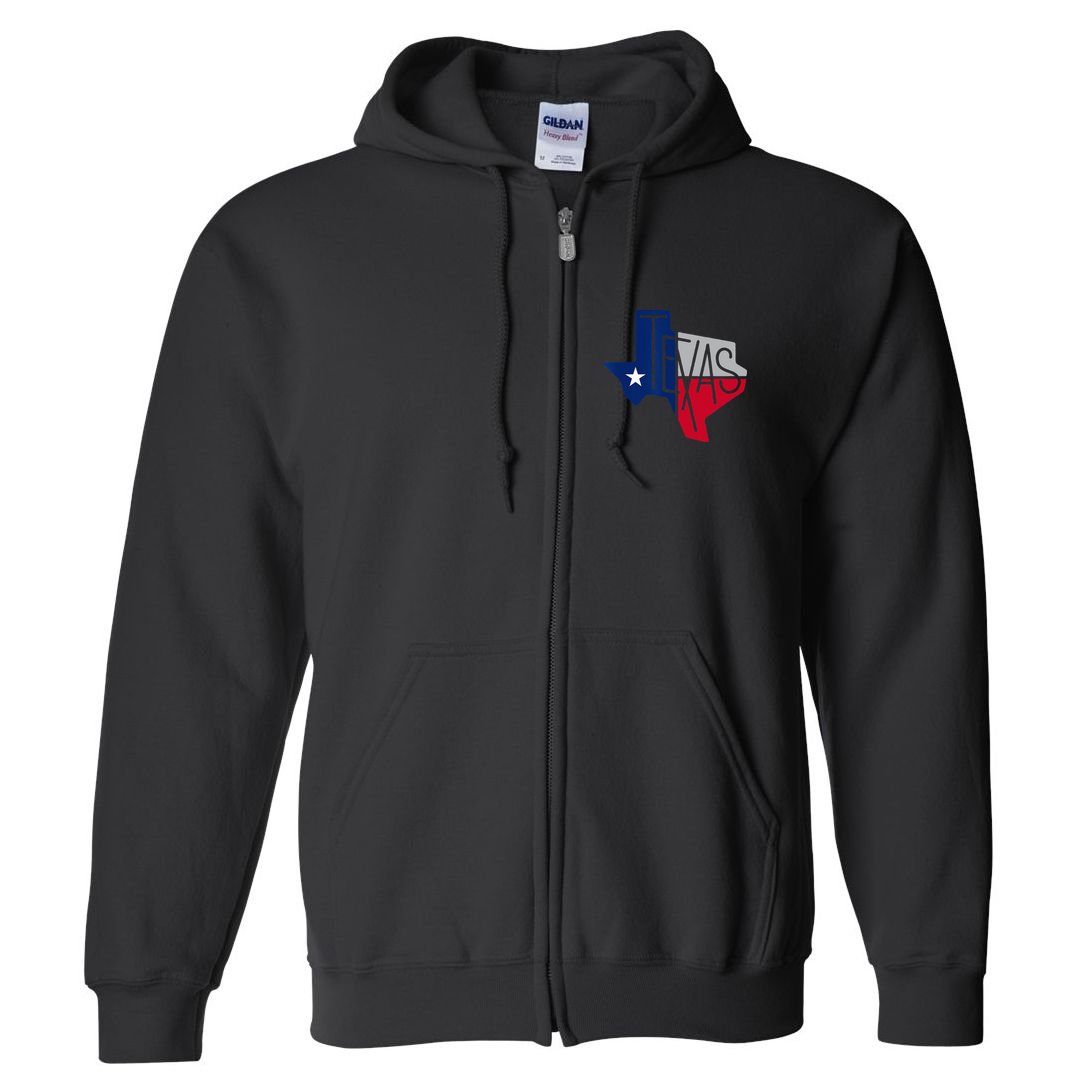 Beautiful Texas State Flag Star Silhouette Full Zip Hoodie