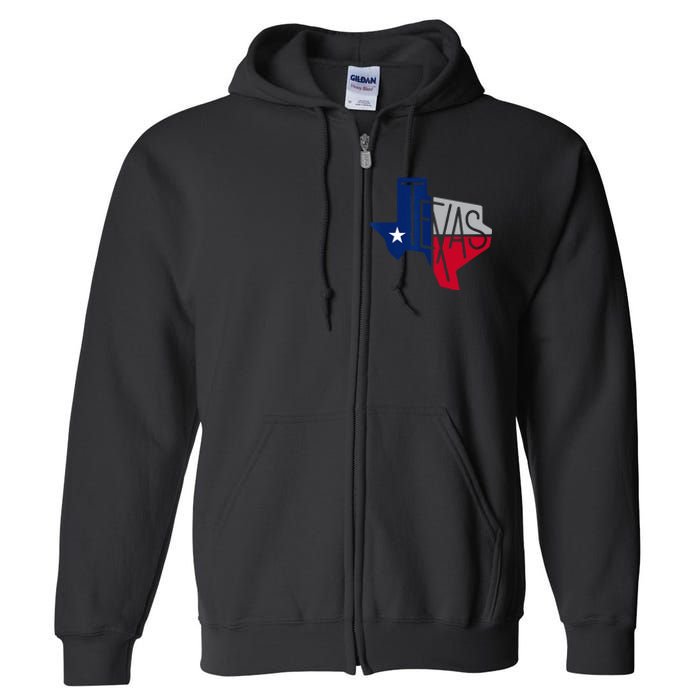 Beautiful Texas State Flag Star Silhouette Full Zip Hoodie