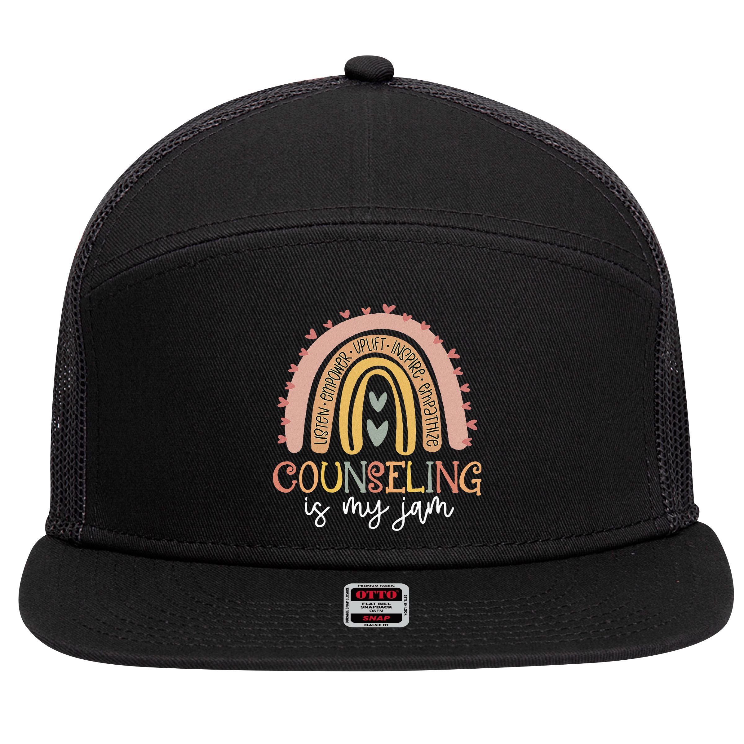 Back To School Counselor Counseling Is My Jam Rainbow 7 Panel Mesh Trucker Snapback Hat