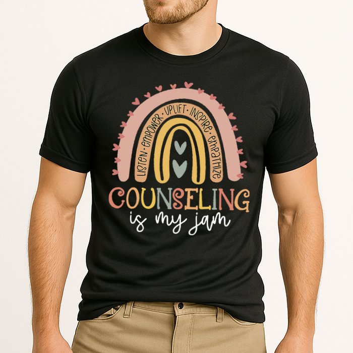 Back To School Counselor Counseling Is My Jam Rainbow Cooling Performance Crew T-Shirt