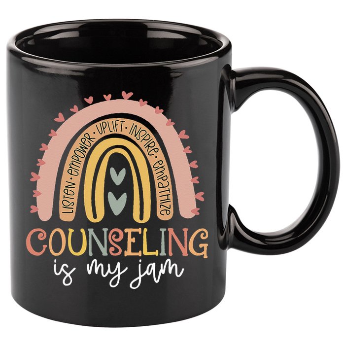 Back To School Counselor Counseling Is My Jam Rainbow 11oz C Handle Ceramic Mug
