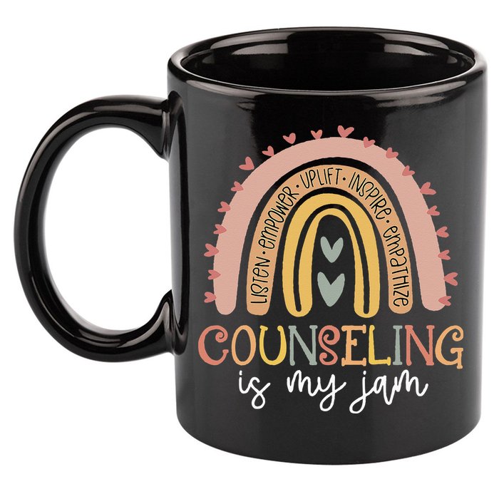 Back To School Counselor Counseling Is My Jam Rainbow 11oz C Handle Ceramic Mug