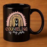 Back To School Counselor Counseling Is My Jam Rainbow 11oz C Handle Ceramic Mug