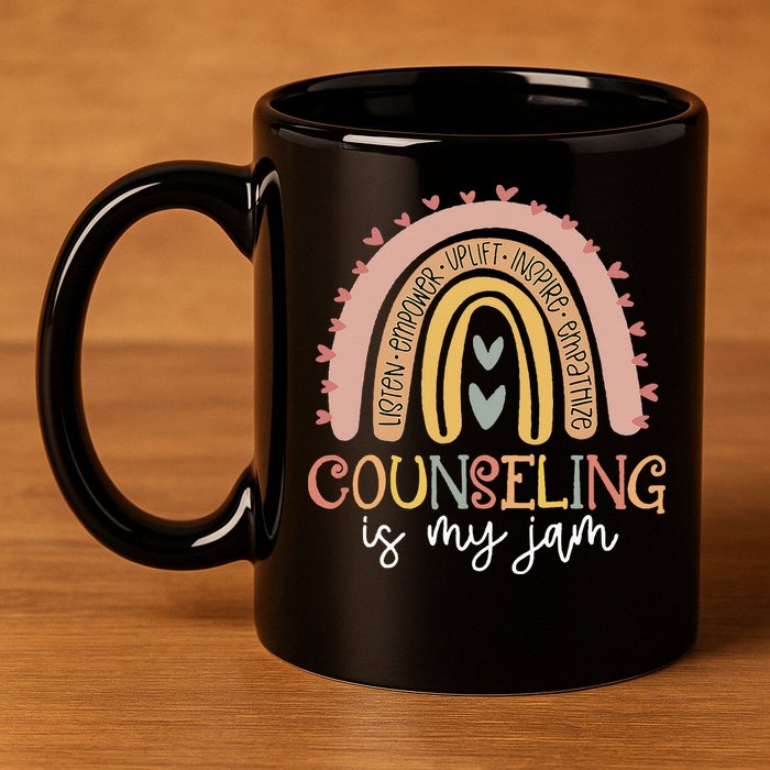 Back To School Counselor Counseling Is My Jam Rainbow 11oz C Handle Ceramic Mug