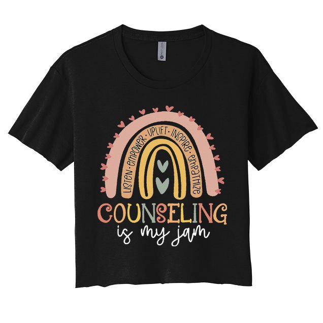 Back To School Counselor Counseling Is My Jam Rainbow Crop Top